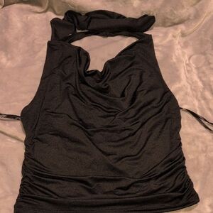 Chic Black Halter Blouse